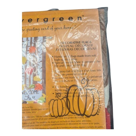 Evergreen Burlap Boutique Decorative Flag 28" X 44" Welcome Fall Autumn Birch - Picture 7 of 7